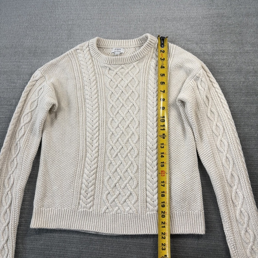 J Crew Sweater Women S Cream Cable Knit Fisherman Classic Coastal Cotton Preppy - Picture 5 of 10